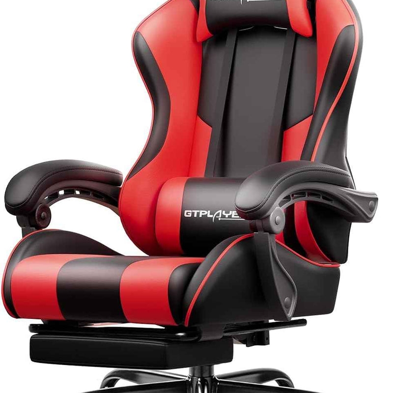GAMING CHAIR WITH FOOTREST – LUMBAR SUPPORT & 360° SWIVEL