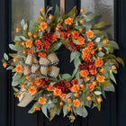 Fall Wreaths for Front Door - Autumn Wreath with Pumpkins, Sunflowers, Maple Leaves, Berries & Pine Cones for Outdoor Indoor Farmhouse Thanksgiving Decor