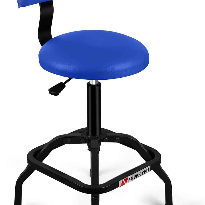 Adjustable Shop Stool with Backrest - Workbench Stool for Garage & Workshop, Swivel Bar Stool with Back Support, Padded Mechanic Stool