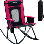 High Back Folding Rocking Camping Chair – Oversized Portable Outdoor Rocker with Cup Holder, Carry Bag & Heavy-Duty Steel Frame