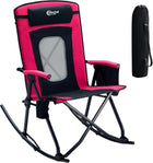 High Back Folding Rocking Camping Chair – Oversized Portable Outdoor Rocker with Cup Holder, Carry Bag & Heavy-Duty Steel Frame