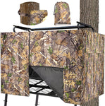 Hunting Tree Stand Blinds Cover 142" x 35" Extra Large Camouflage Universal Tree Stand Blinds Realistic Forest Camo Treestand Cover with Zipper for Deer Elk Hunting, Frames Not Included - Media 1
