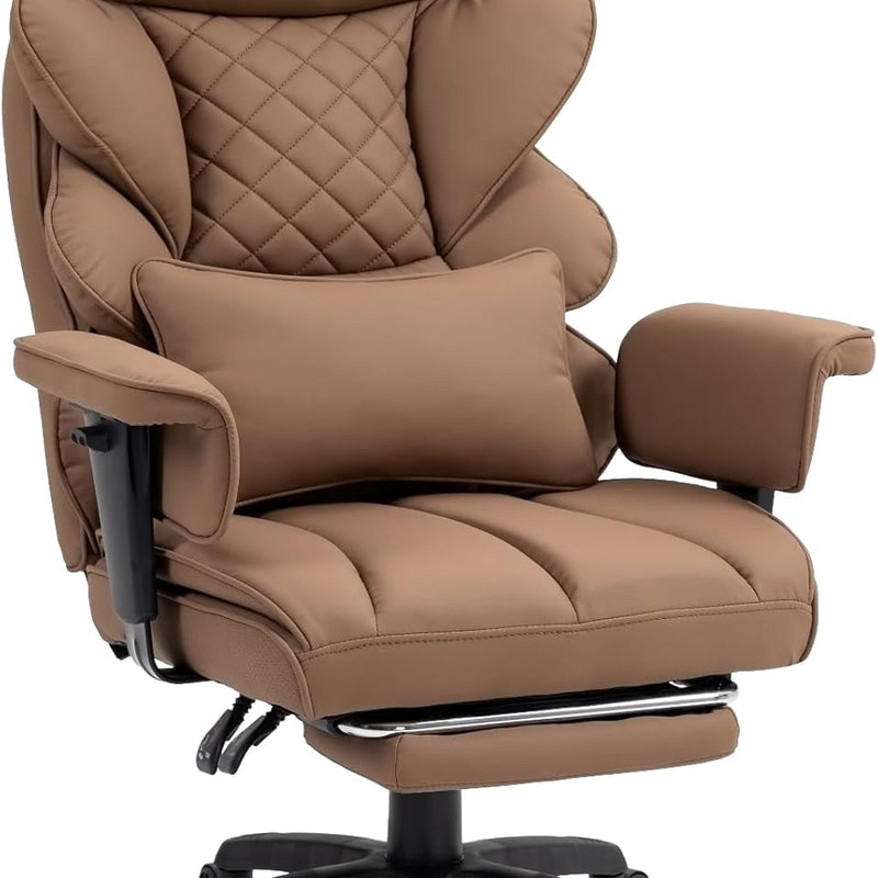 Big & Tall Office Chair with Footrest – Reclining Ergonomic Executive Chair, Wide Memory-Foam Seat, Adjustable Height