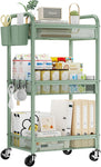 3-TIER ROLLING CART – METAL ORGANIZER WITH LOCKABLE WHEELS - Media 1