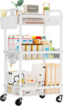 3-TIER ROLLING CART – METAL ORGANIZER WITH LOCKABLE WHEELS - Media 1