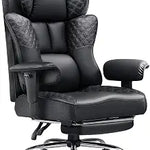 Big & Tall Office Chair with Footrest – Reclining Ergonomic Executive Chair, Wide Memory-Foam Seat, Adjustable Height