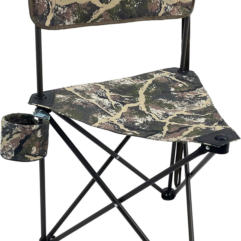 Tri-Lite Tripod Stool with Backrest, Cup Holder & Carry Strap (225 lb Capacity)