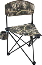Tri-Lite Stool w/Back, Lightweight Portable Fishing Chair w/Cupholder and Carry Strap, Supports 225-Lb, Portable Outdoor Chair for the Hunting Blind, Camping, Travel, Hiking