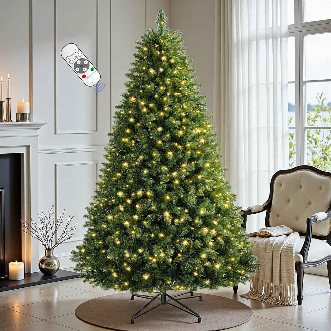 PRE LIT CHRISTMAS TREE – COLOR CHANGING LED LIGHTS WITH REMOTE CONTROL