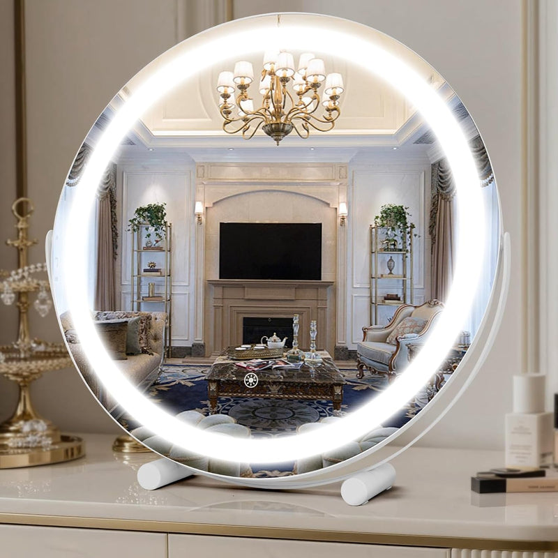 LED Vanity Mirror with Halo Lights – Dimmable, Touch Control, 360° Rotation