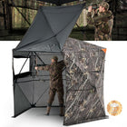 Silent Pop Up Hunting Blind with 270° See Through View – Waterproof Camo Ground Blind Tent for Turkey and Deer Hunting, 1-7 Person Capacity