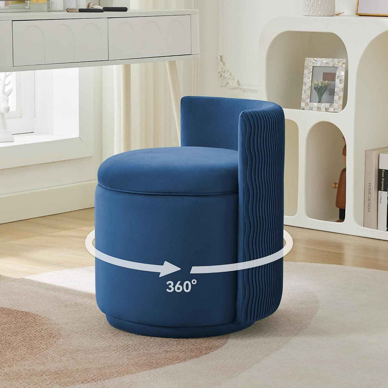 VANITY CHAIR WITH STORAGE – 360° SWIVEL VELVET SEAT