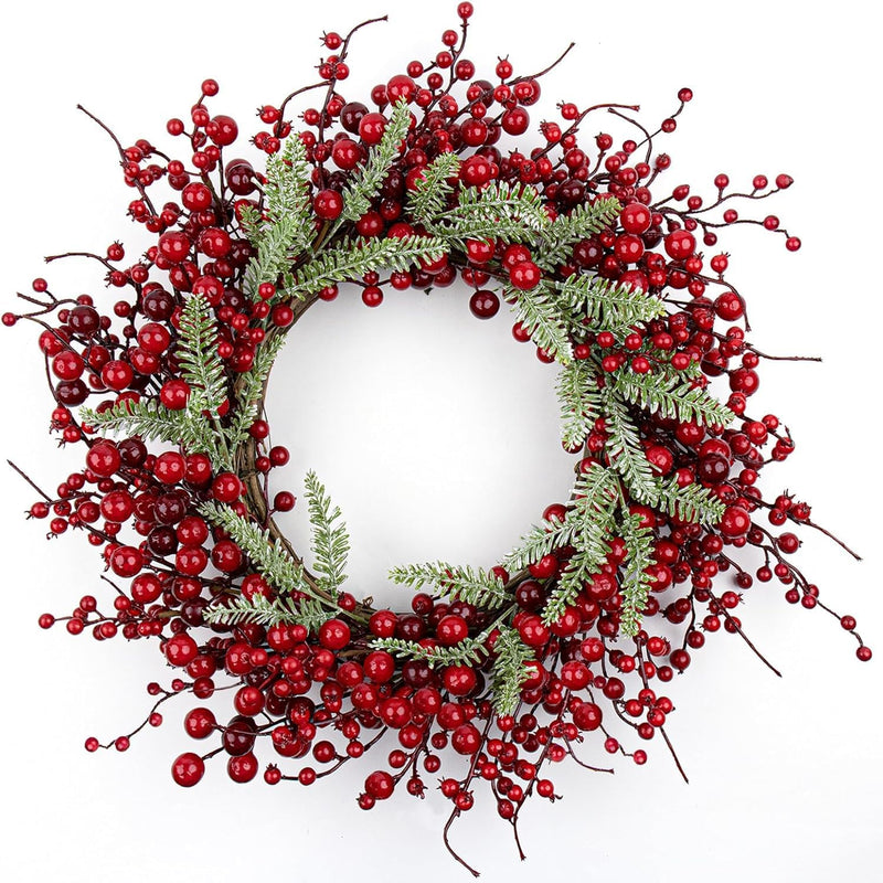 Christmas Berry Wreath for Front Door – Winter Pine Holiday Décor