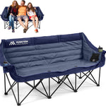 Oversized Padded 3-Person Folding Camping Loveseat Chair – Heavy Duty Outdoor Seating