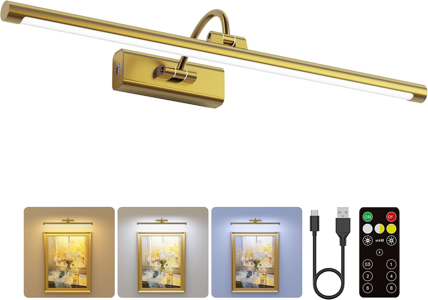 Black 16 inch x 1.18 inch rechargeable picture light - main product photo