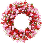 VALENTINE WREATHS FOR FRONT DOOR – HEART & BERRY FLORAL WREATH FOR VALENTINE’S DAY DÉCOR