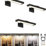 Rechargeable Picture Lights for Wall, 3-Pack — Round or Rectangular