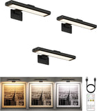 Rechargeable Picture Lights for Wall, 3-Pack — Round or Rectangular