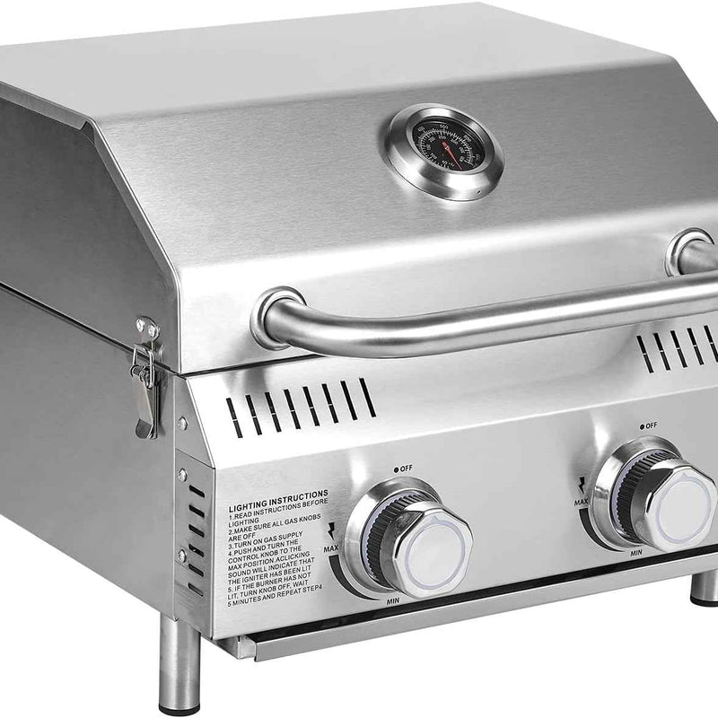 PORTABLE STAINLESS STEEL TABLETOP PROPANE GRILL – 2 & 3 BURNER OUTDOOR BBQ OPTIONS
