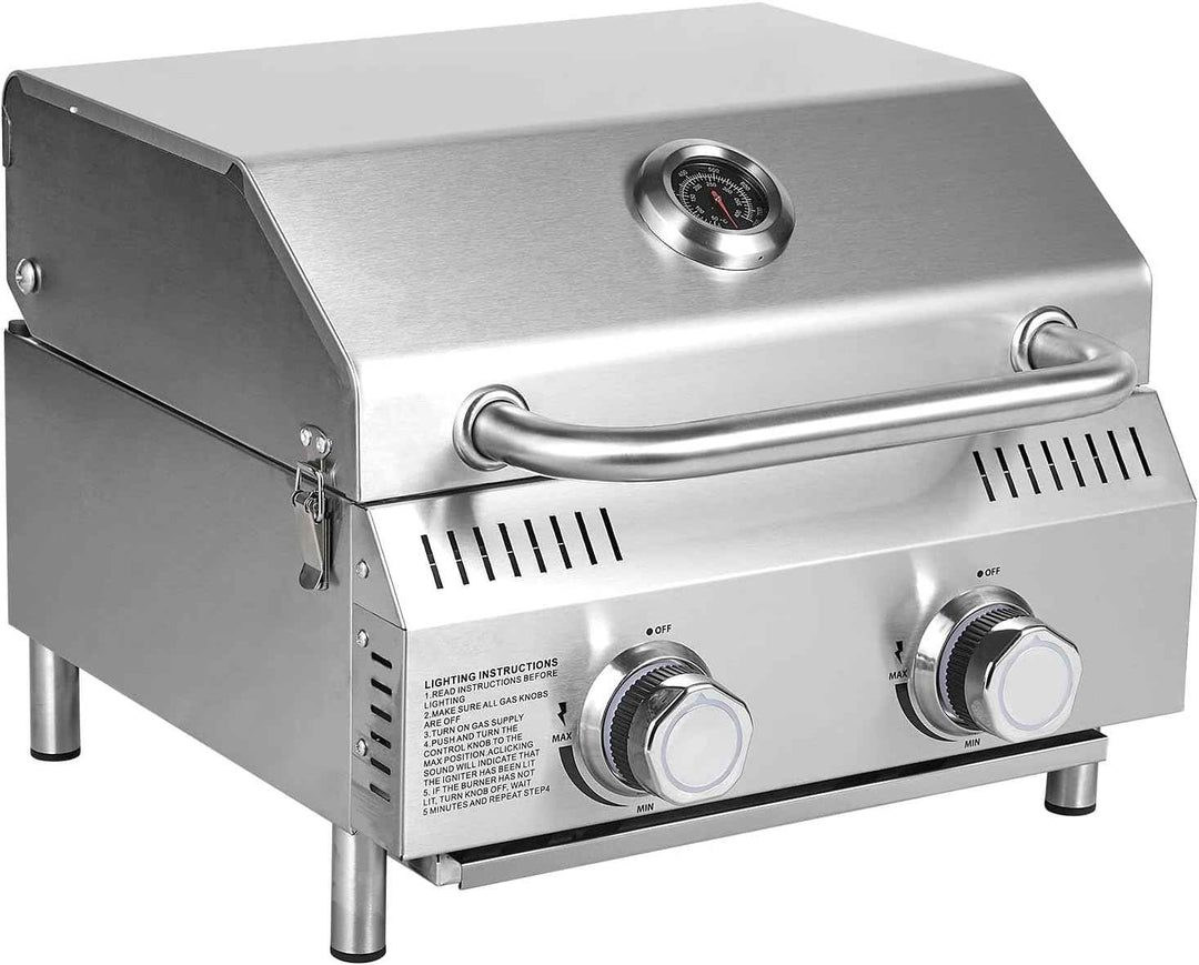 PORTABLE STAINLESS STEEL TABLETOP PROPANE GRILL – 2 & 3 BURNER OUTDOOR BBQ OPTIONS