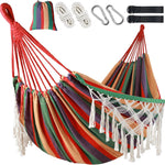Boho Macrame Double Hammock Swing with Tassels – 2-Person Hanging Hammock Bed for Indoor & Outdoor Relaxation