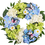HYDRANGEA WREATH FOR FRONT DOOR – ARTIFICIAL FLORAL PORCH DÉCOR