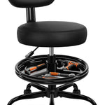 Rolling Mechanic Chair with Backrest and Footrest – Heavy Duty Shop Stool with Wheels, Adjustable Height Swivel Garage Chair
