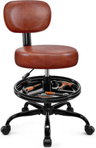 Rolling Mechanic Chair with Backrest and Footrest – Heavy Duty Shop Stool with Wheels, Adjustable Height Swivel Garage Chair