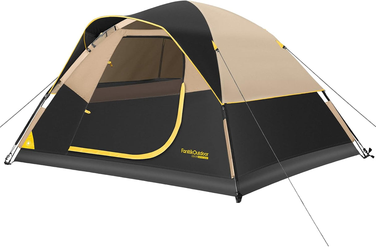 4-6 Person Instant Cabin Camping Tent in Khaki- 6-person size- with rainfly