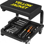 Rolling Mechanic Stool with Tool Tray - Creeper Seat with Wheels for Garage & Shop, Rolling Work Stool with Wheels for Mechanics, Auto Repair Workshop