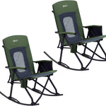 High Back Folding Rocking Camping Chair – Oversized Portable Outdoor Rocker with Cup Holder, Carry Bag & Heavy-Duty Steel Frame