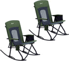 High Back Folding Rocking Camping Chair – Oversized Portable Outdoor Rocker with Cup Holder, Carry Bag & Heavy-Duty Steel Frame