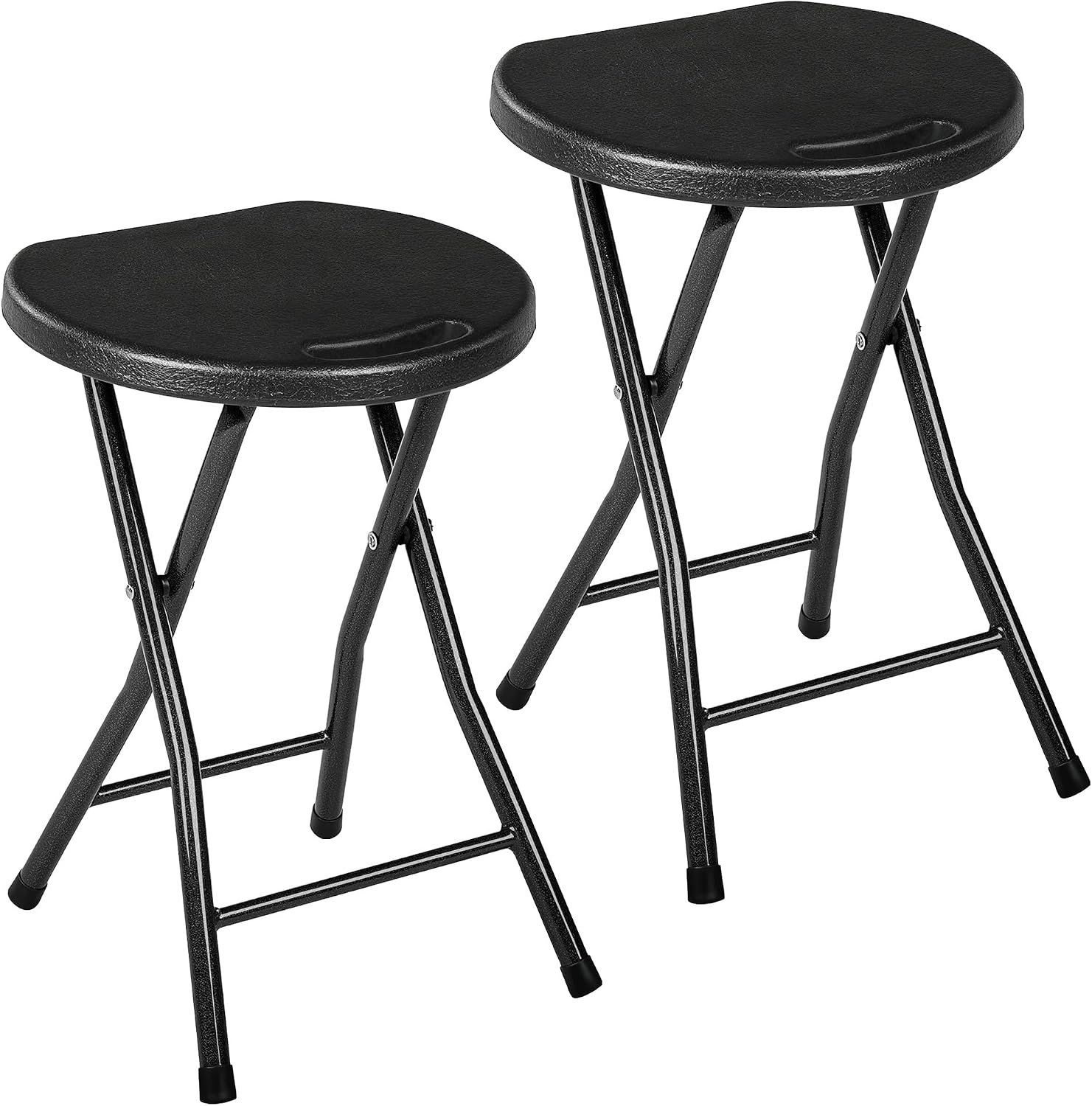Foldable Table & Step Stool – Heavy-Duty, Portable, Adjustable Height, Indoor/Outdoor Use - 18” Black Set of 2