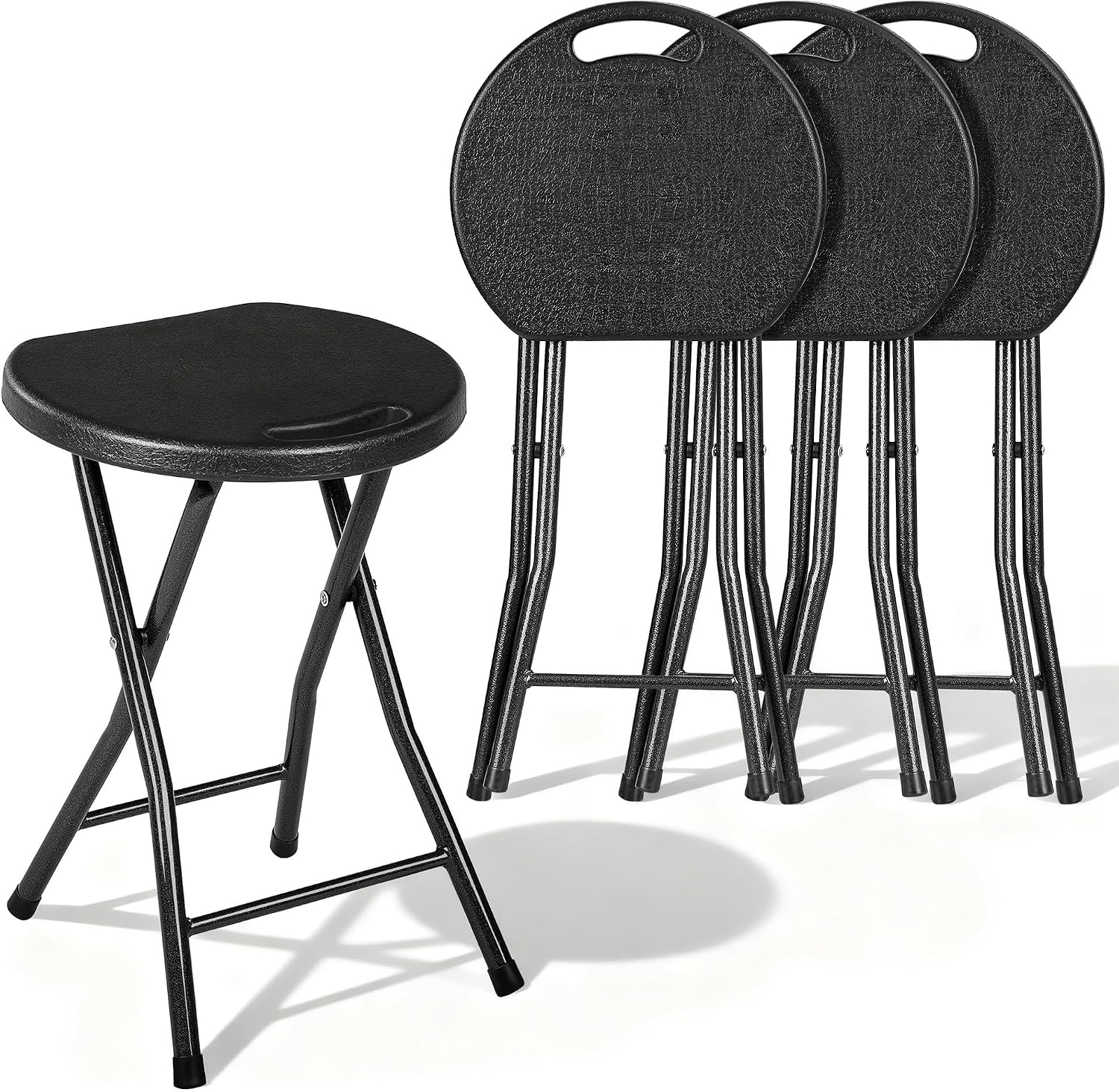Foldable Table & Step Stool – Heavy-Duty, Portable, Adjustable Height, Indoor/Outdoor Use - 18” Black Set of 4