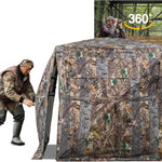 VEVOR Hunting Blind See Through Ground Blinds with Carrying Bag, 360 Degree Portable Camouflage Tent Durable Concealed Shelter with Silent Side Door and Window, for Turkey and Deer