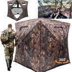 Hunting Blind with Floor Mat, 360 Degree See Through Ground Blind with Carrying Bag, 2/3/4 Person Pop Up Camouflage Tent Portable Concealed Shelter