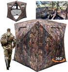 Hunting Blind with Floor Mat, 360 Degree See Through Ground Blind with Carrying Bag, 2/3/4 Person Pop Up Camouflage Tent Portable Concealed Shelter