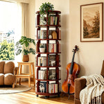 Rotating Bookshelf Tower – 360° Spinning Bookcase | 5 & 6-Tier, Solid Wood & MDF