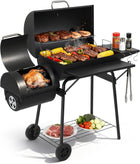 Portable Charcoal Grill with Smoking Function, Foldable Suitcase Design with Wheels, Multi-Tier Storage Rack & Waterproof Cover for Outdoor BBQ Parties
