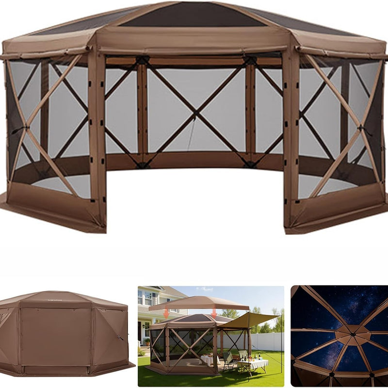 15x15 Pop-Up Gazebo Screen Tent – Large Outdoor Screen House with Mesh Walls & Carry Bag