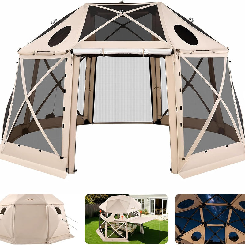 15x15 Pop-Up Gazebo Screen Tent – Large Outdoor Screen House with Mesh Walls & Carry Bag