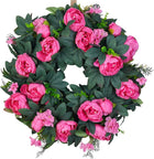 Valentine's Day Wreath for Front Door – Heart Shaped & Traditional Wreath with Red Rose, Berries & Eucalyptus Greenery, Farmhouse Wall Home Porch Decor