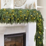 CHRISTMAS GARLAND WITH LIGHTS – PRE-LIT HOLIDAY GREENERY