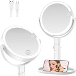 LED Makeup Mirror with Adjustable Brightness – Dual-Sided, Rechargeable