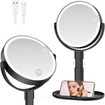 LED Makeup Mirror with Adjustable Brightness – Dual-Sided, Rechargeable