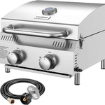PORTABLE STAINLESS STEEL TABLETOP PROPANE GRILL – 2 & 3 BURNER OUTDOOR BBQ OPTIONS