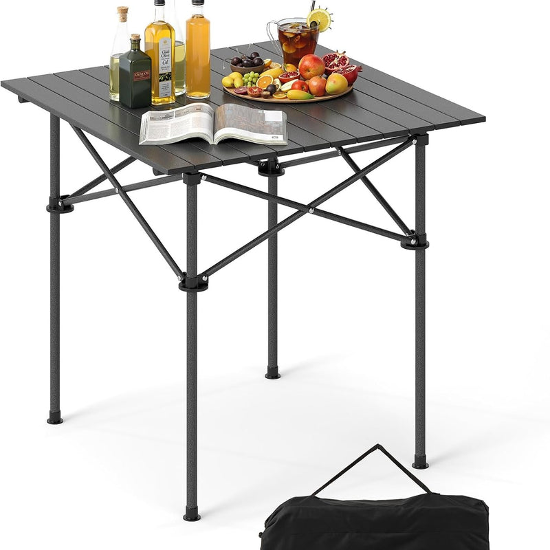 Aluminum Folding Camping Table – Portable Roll-Up with Carry Bag