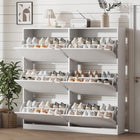 Folding Shoe Cabinet, Foldable Collapsible Shoe Rack Organizer with Doors, Freestanding Shoe Storage Cabinet for Hallway, Closet, Living Room