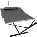 Outdoor Double Hammock with Stand for 2 – Heavy Duty Steel Frame, Pillow Included