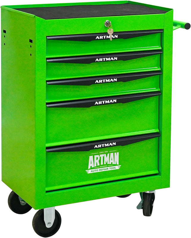 Red steel 5-drawer desktop tool box organizer